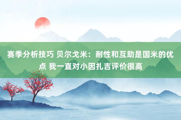 赛季分析技巧 贝尔戈米：耐性和互助是国米的优点 我一直对小因扎吉评价很高