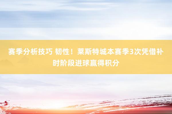 赛季分析技巧 韧性！莱斯特城本赛季3次凭借补时阶段进球赢得积分