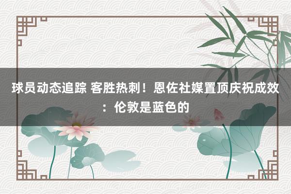 球员动态追踪 客胜热刺！恩佐社媒置顶庆祝成效：伦敦是蓝色的